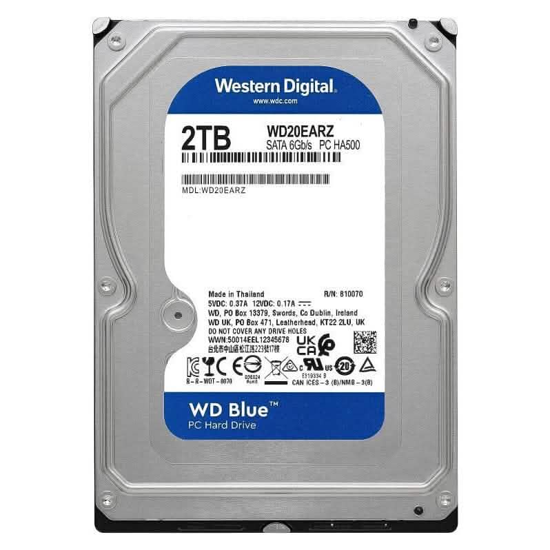 Western Digital 2TB Blue 3.5" SATA Internal PC HDD Hard Drive WD20EARZ (Refurbished) - A-1 Thread Vault