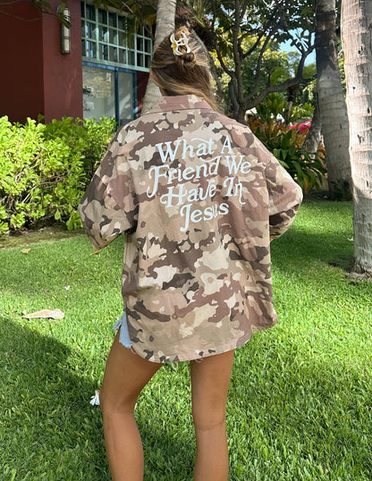 What a Friend in Jesus Camo Shacket - A-1 Thread Vault