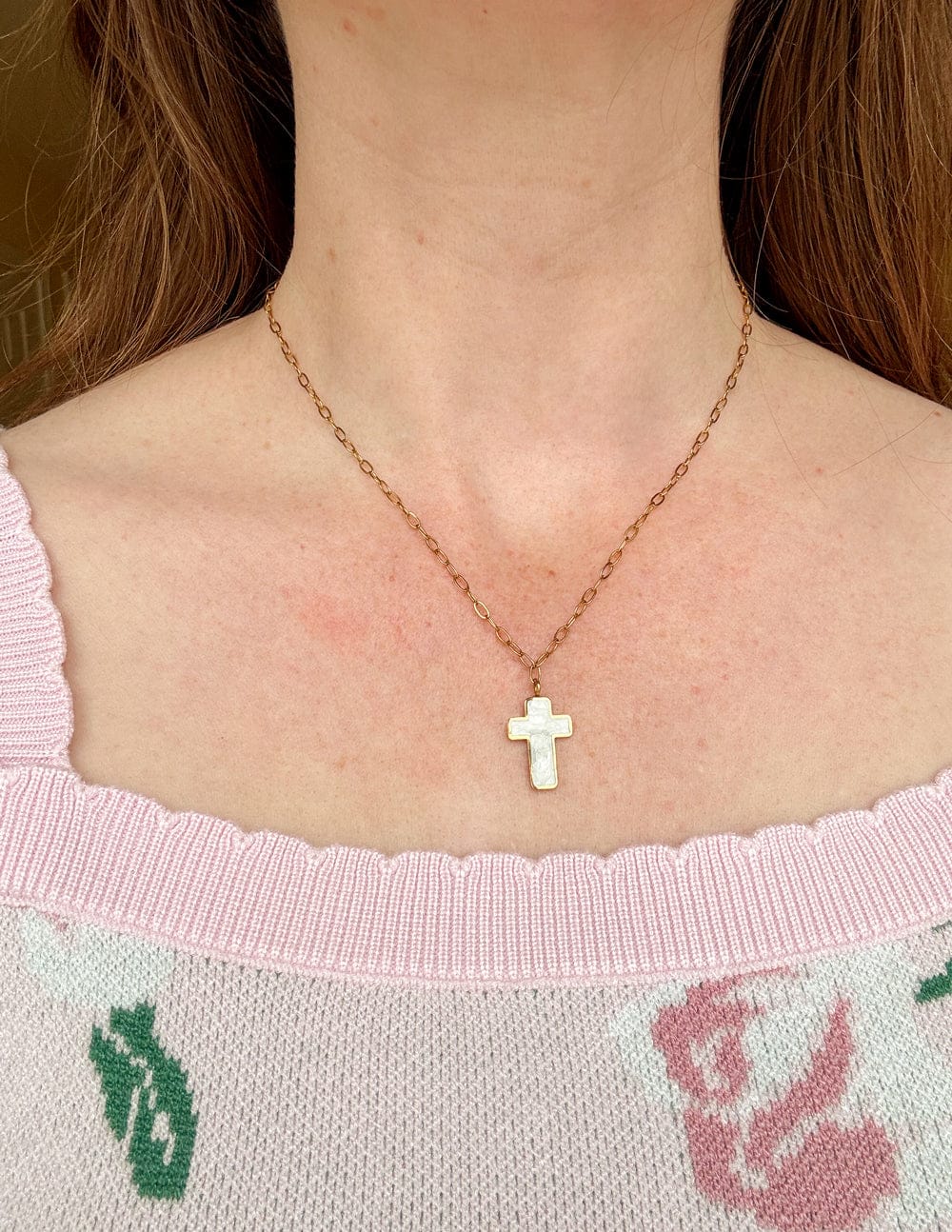 White Enamel Cross Necklace - A-1 Thread Vault
