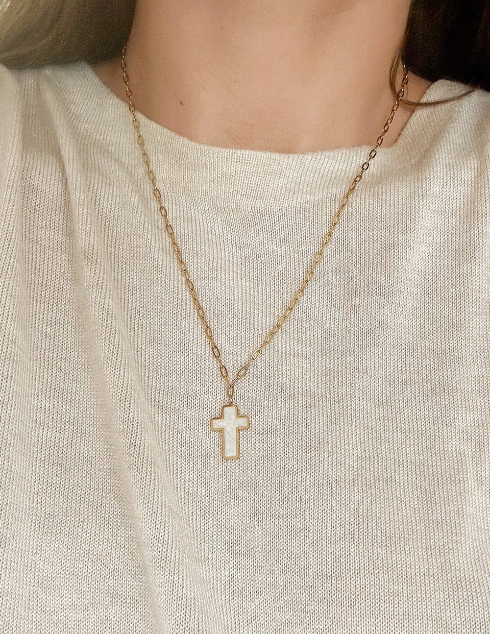 White Enamel Cross Necklace - A-1 Thread Vault