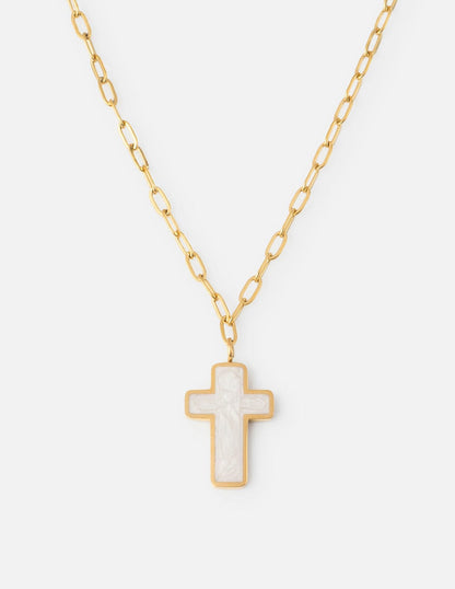White Enamel Cross Necklace - A-1 Thread Vault