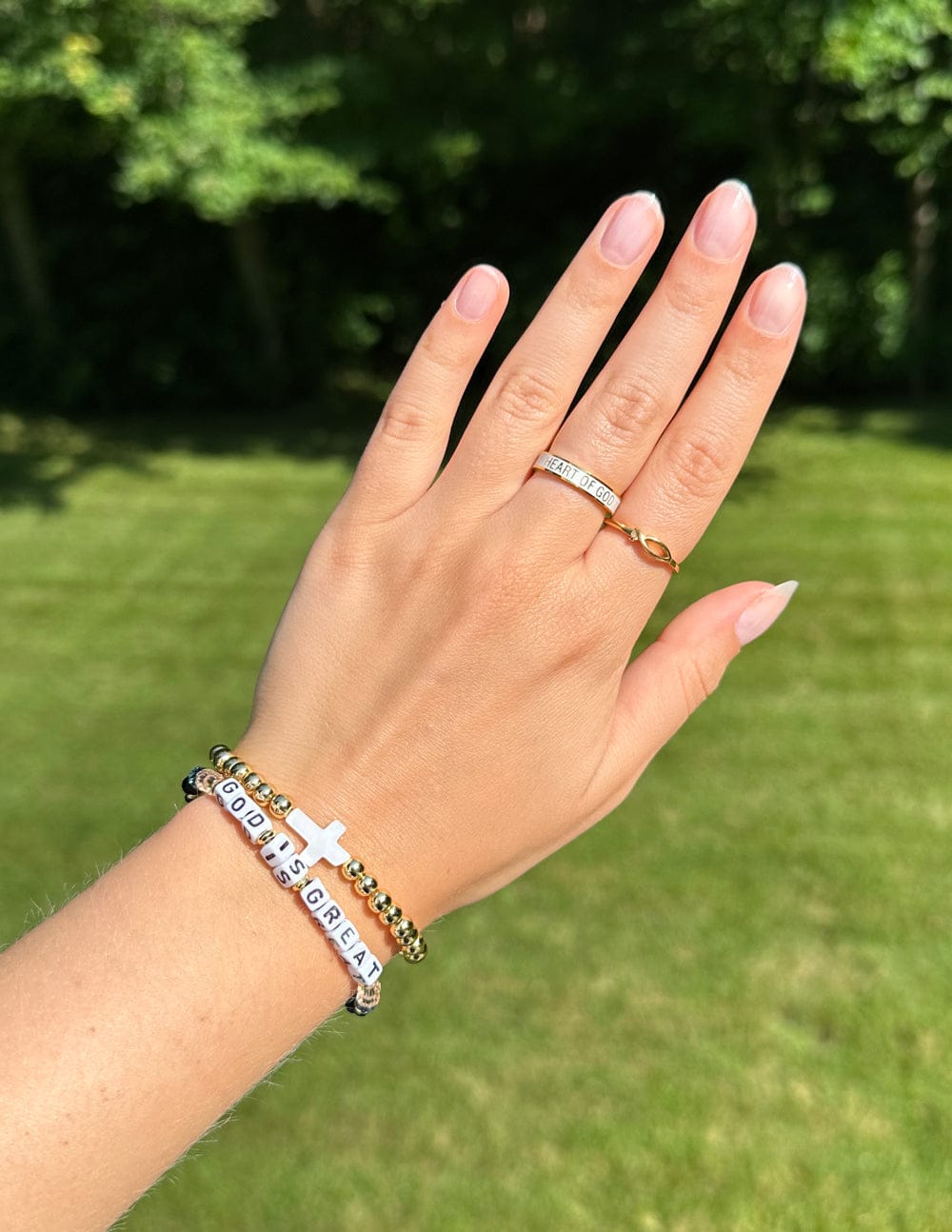 White Enamel Heart of God Ring - A-1 Thread Vault