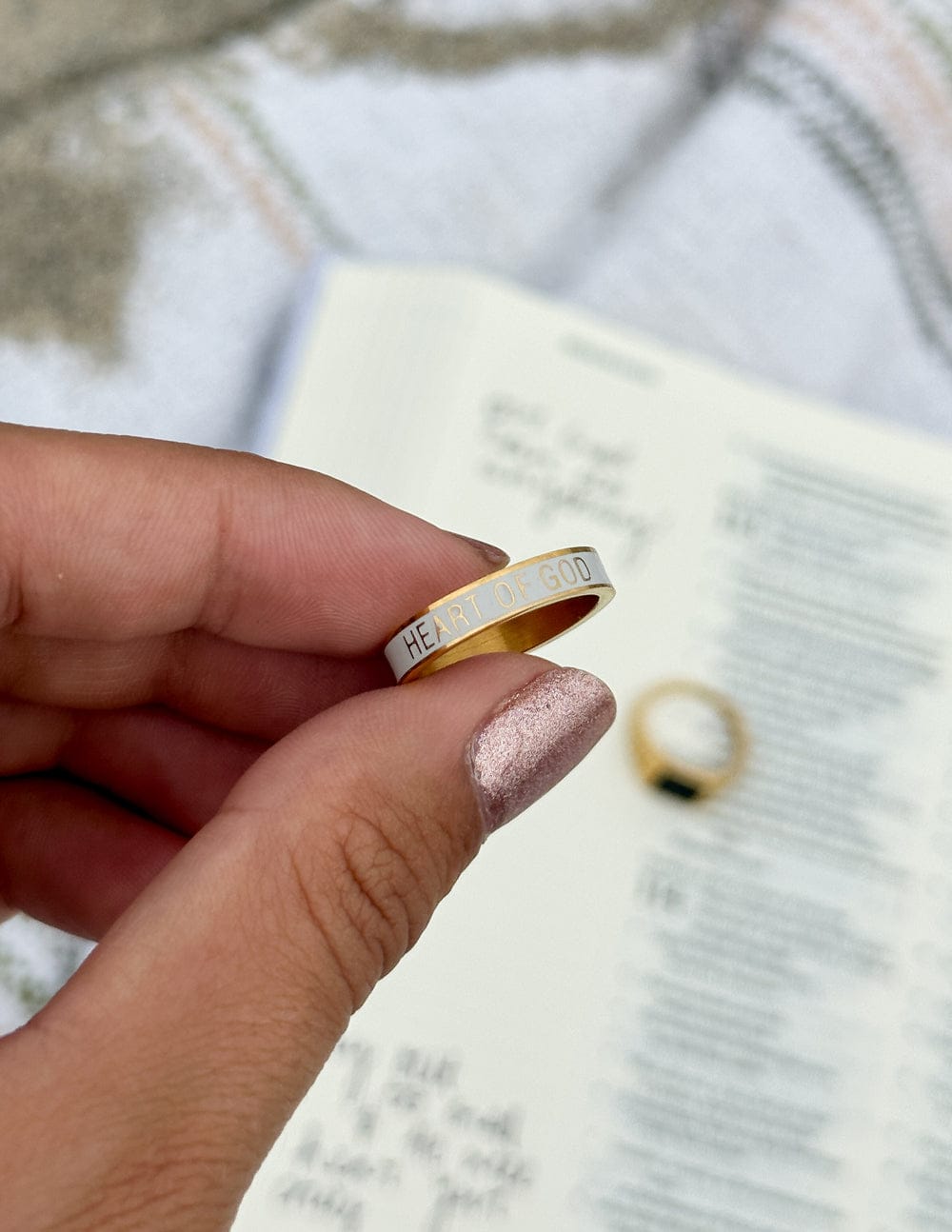 White Enamel Heart of God Ring - A-1 Thread Vault