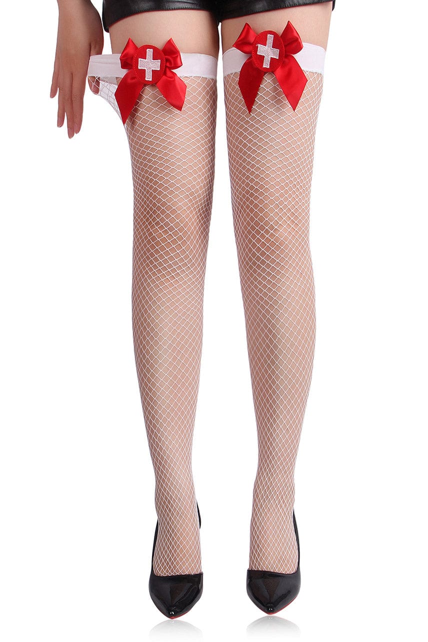 White Fishnet Nurse Stockings - A-1 Thread Vault
