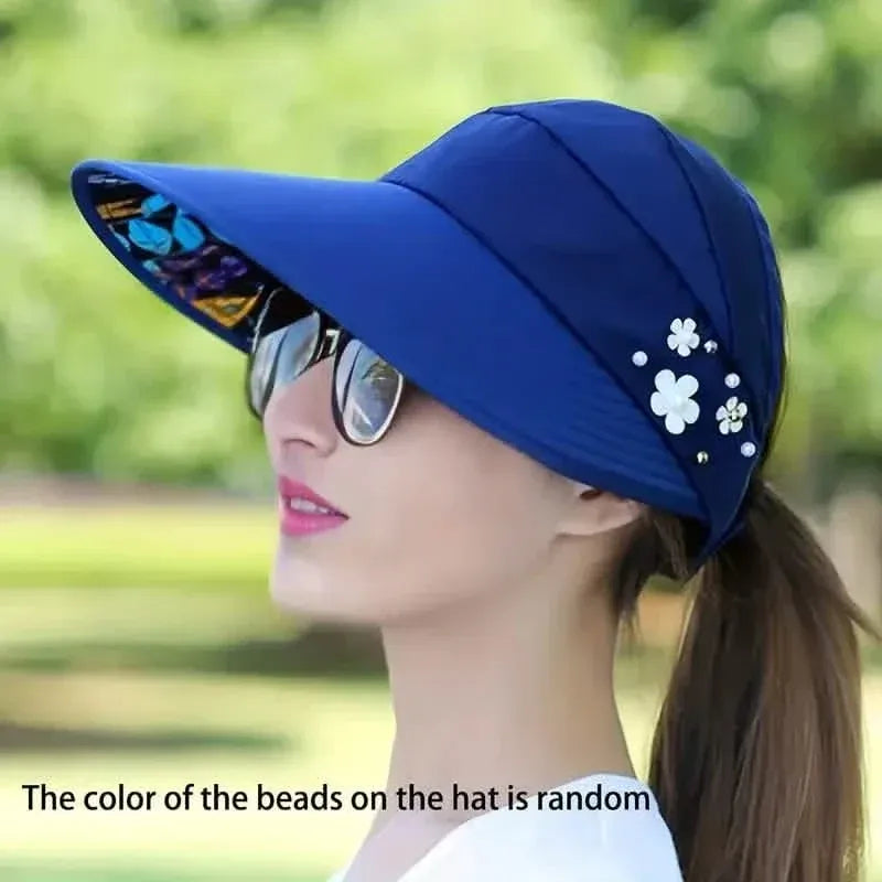 Wide Brim Sun Visor Foldable Picnic Hat Beach UV Protection Scallop Cap - A-1 Thread Vault