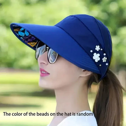 Wide Brim Sun Visor Foldable Picnic Hat Beach UV Protection Scallop Cap - A-1 Thread Vault
