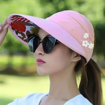 Wide Brim Sun Visor Foldable Picnic Hat Beach UV Protection Scallop Cap - A-1 Thread Vault