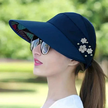 Wide Brim Sun Visor Foldable Picnic Hat Beach UV Protection Scallop Cap - A-1 Thread Vault