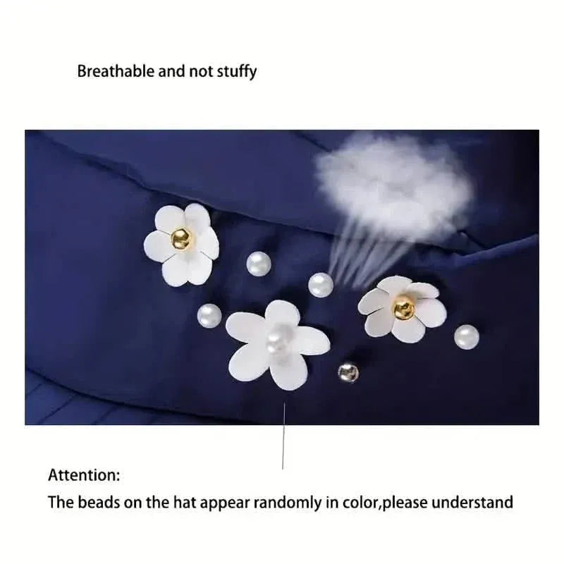 Wide Brim Sun Visor Foldable Picnic Hat Beach UV Protection Scallop Cap - A-1 Thread Vault