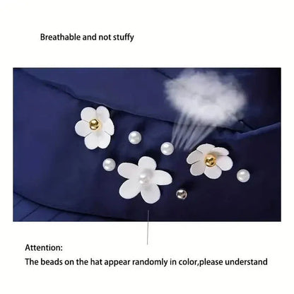 Wide Brim Sun Visor Foldable Picnic Hat Beach UV Protection Scallop Cap - A-1 Thread Vault