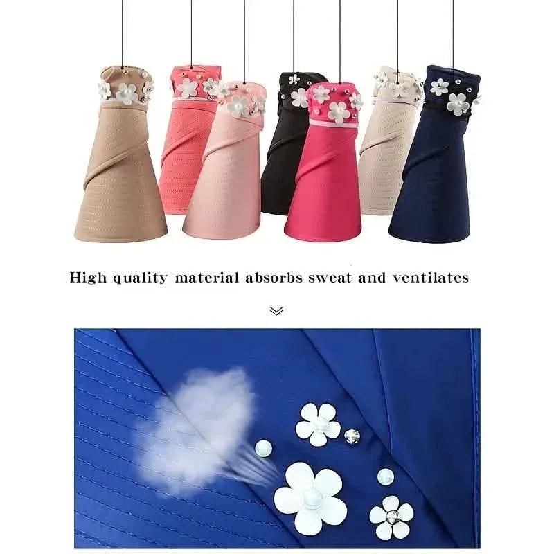 Wide Brim Sun Visor Foldable Picnic Hat Beach UV Protection Scallop Cap - A-1 Thread Vault