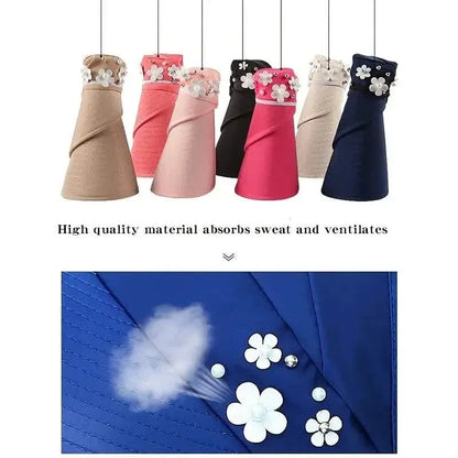 Wide Brim Sun Visor Foldable Picnic Hat Beach UV Protection Scallop Cap - A-1 Thread Vault