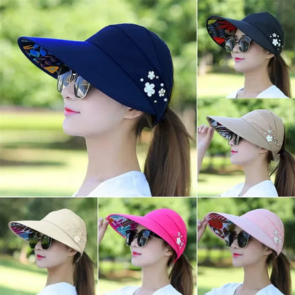 Wide Brim Sun Visor Foldable Picnic Hat Beach UV Protection Scallop Cap - A-1 Thread Vault