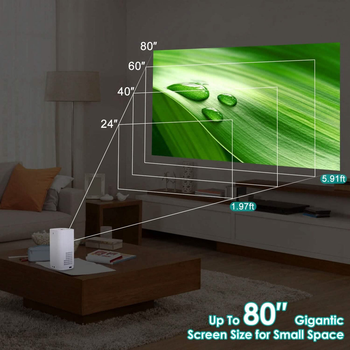 WiFi 1080P Projector Phone Projector Home Movie Projector Compatible with IOS Android iPads U Disk - A-1 Thread Vault