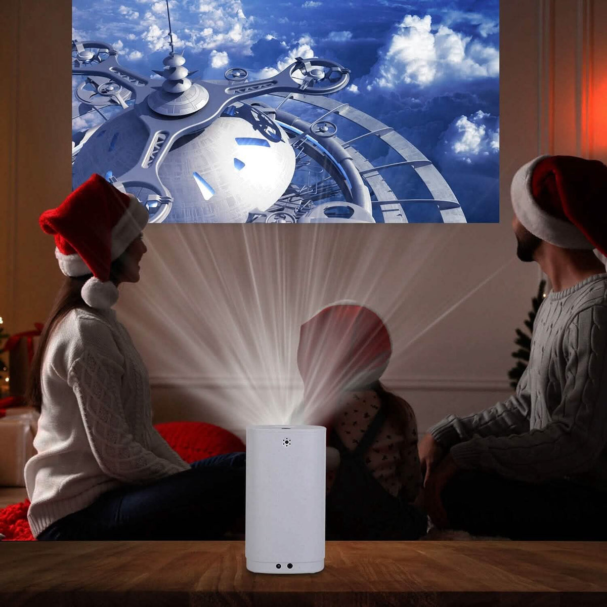 WiFi 1080P Projector Phone Projector Home Movie Projector Compatible with IOS Android iPads U Disk - A-1 Thread Vault