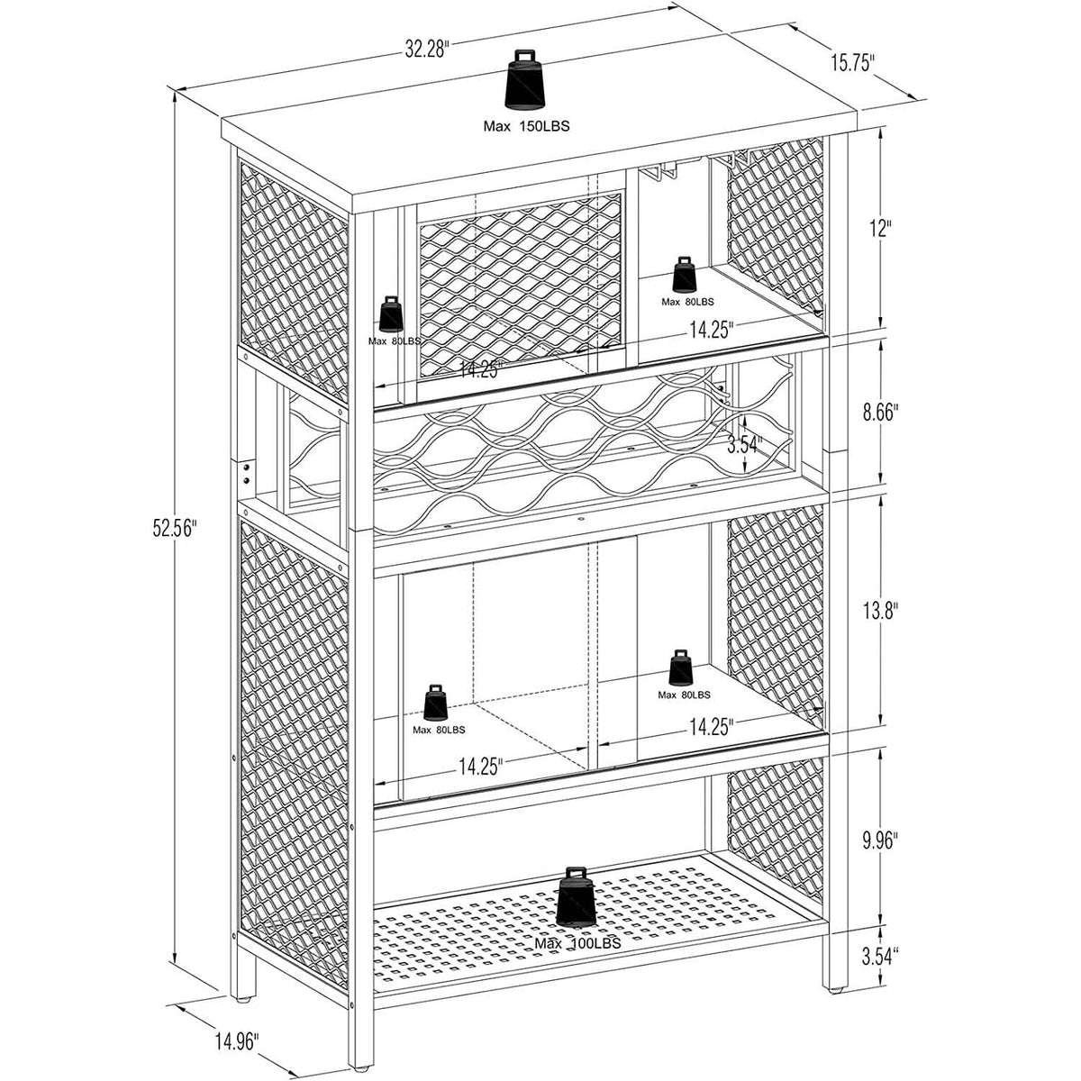 Wine Bar Cabinet for Liquor and Glasses - A-1 Thread Vault
