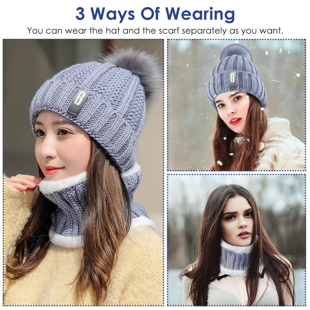 Winter Beanie Hat Scarf Set for Women - A-1 Thread Vault