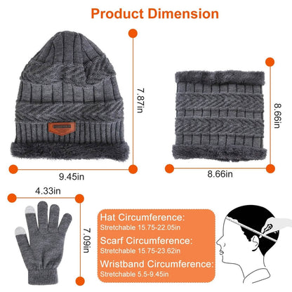 Winter Warm Beanie and Touch Screen Gloves Scarfs Set - A-1 Thread Vault