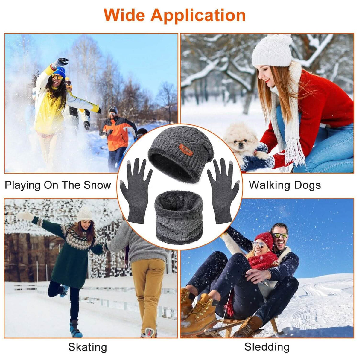 Winter Warm Beanie and Touch Screen Gloves Scarfs Set - A-1 Thread Vault