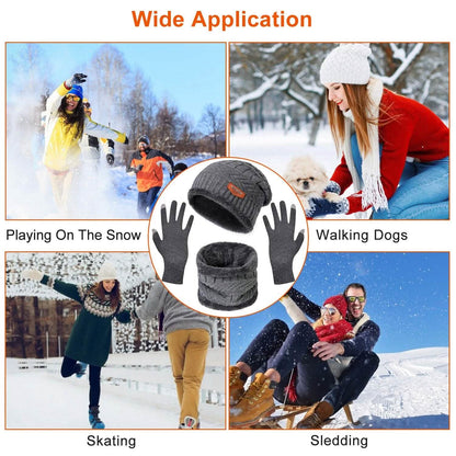 Winter Warm Beanie and Touch Screen Gloves Scarfs Set - A-1 Thread Vault