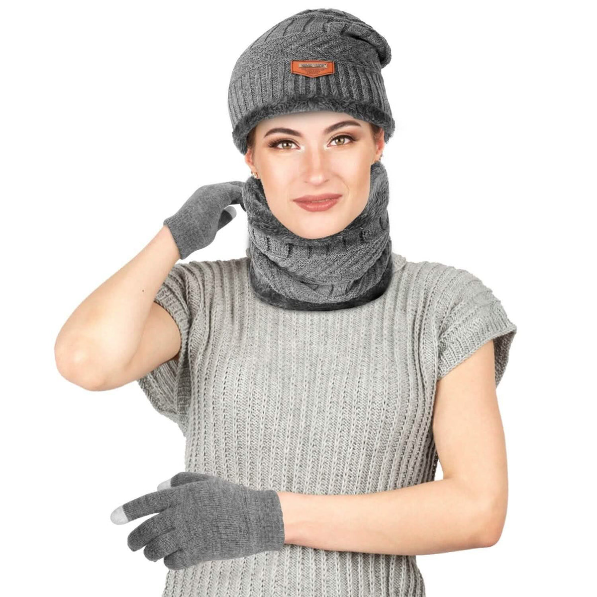 Winter Warm Beanie and Touch Screen Gloves Scarfs Set - A-1 Thread Vault