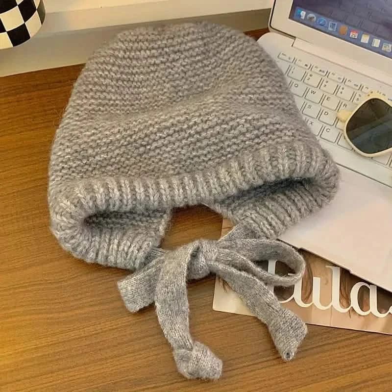 Winter Wool Knitted Hat Unisex Winter Striped Beanie with Ear Flaps - A-1 Thread Vault