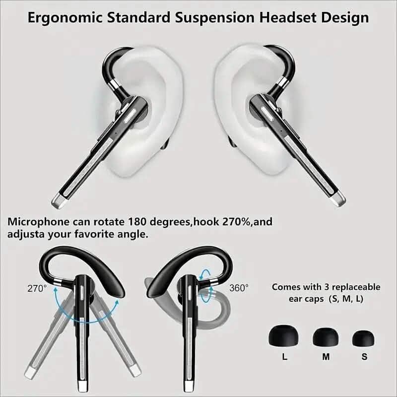 Wireless 5.3 Single-Ear Business Headset with Mic - A-1 Thread Vault