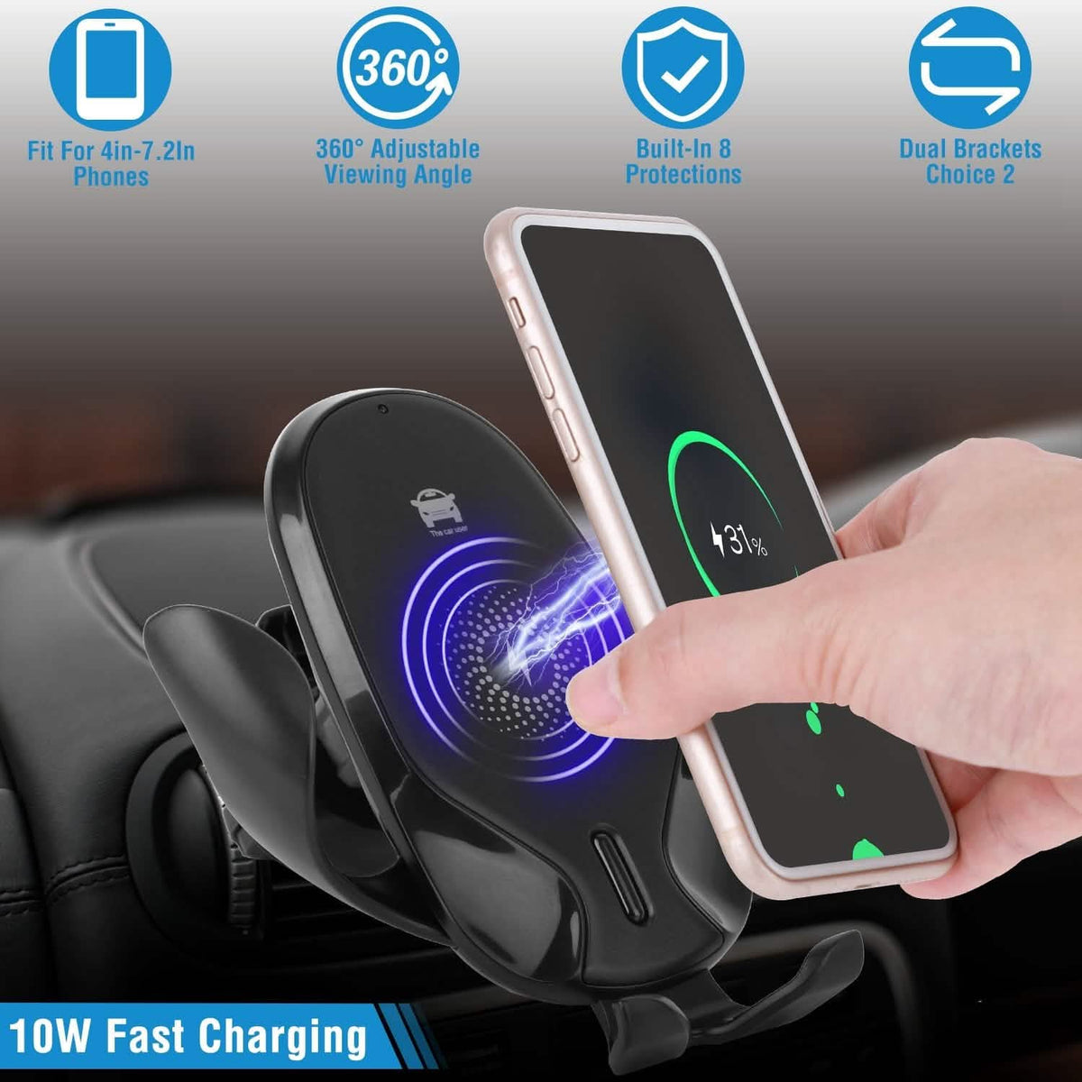 Wireless Car Charger 15W Qi Fast Charging Car Mount - A-1 Thread Vault