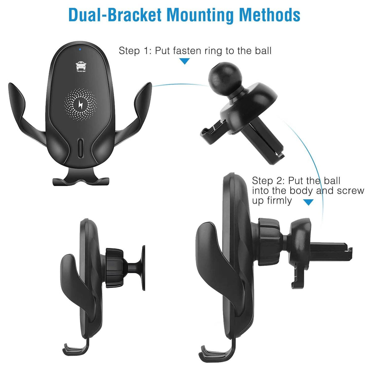 Wireless Car Charger 15W Qi Fast Charging Car Mount - A-1 Thread Vault