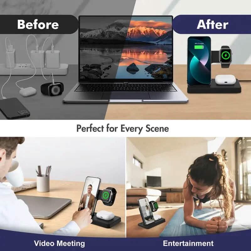 Wireless Charging Station 3-in-1 Standard 15W Fast for Mag-Safe Charger Stand - A-1 Thread Vault