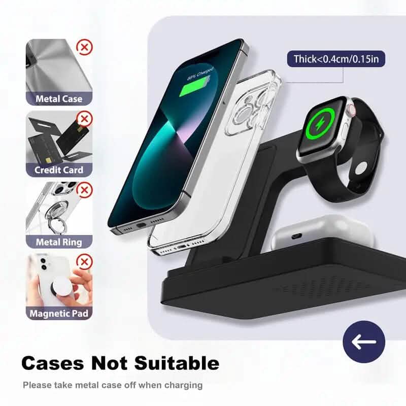 Wireless Charging Station 3-in-1 Standard 15W Fast for Mag-Safe Charger Stand - A-1 Thread Vault