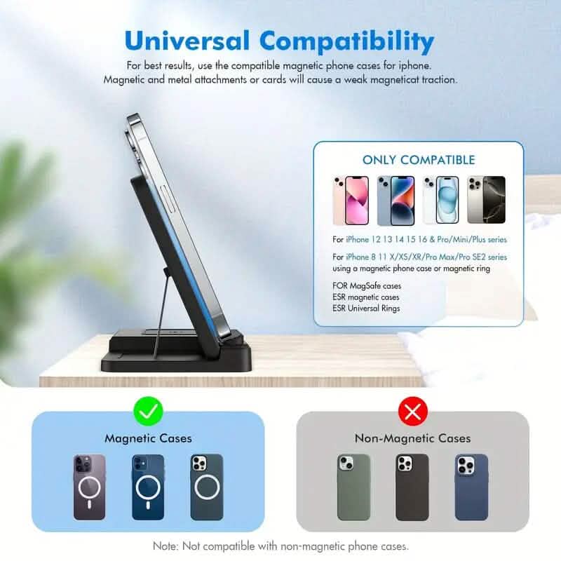 Wireless Charging Station 3-in-1 Standard 15W Fast for Mag-Safe Charger Stand - A-1 Thread Vault