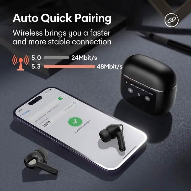 Wireless Earbuds with Smart Touch Screen Charging Case - A-1 Thread Vault