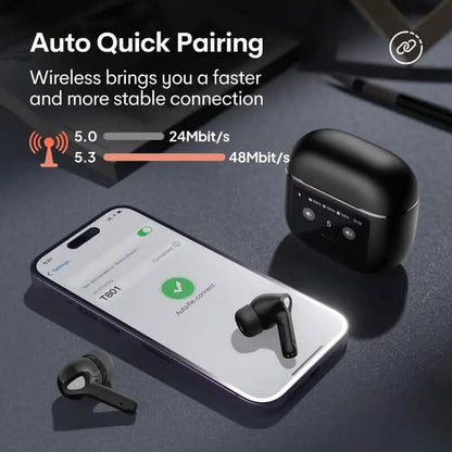 Wireless Earbuds with Smart Touch Screen Charging Case - A-1 Thread Vault