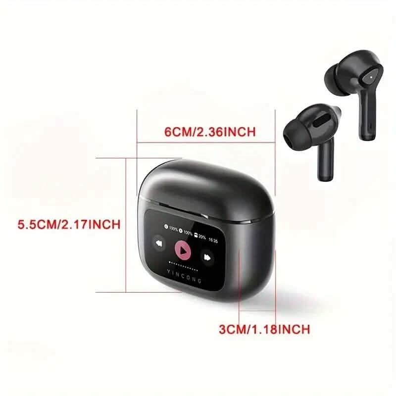 Wireless Earbuds with Smart Touch Screen Charging Case - A-1 Thread Vault