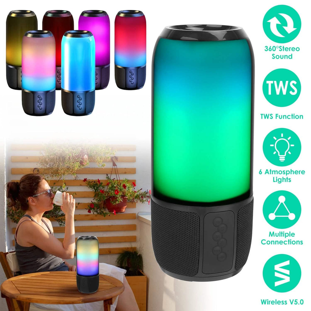 Wireless Portable Speaker with Color Changing Light - A-1 Thread Vault