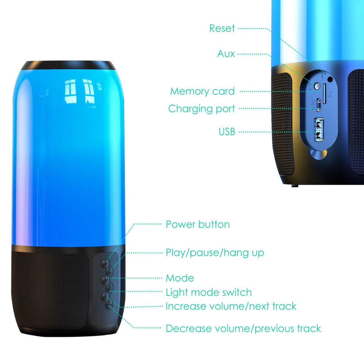 Wireless Portable Speaker with Color Changing Light - A-1 Thread Vault