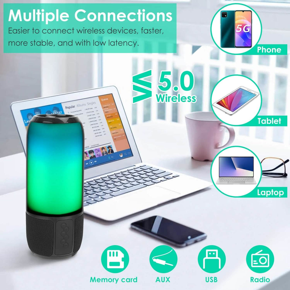 Wireless Portable Speaker with Color Changing Light - A-1 Thread Vault