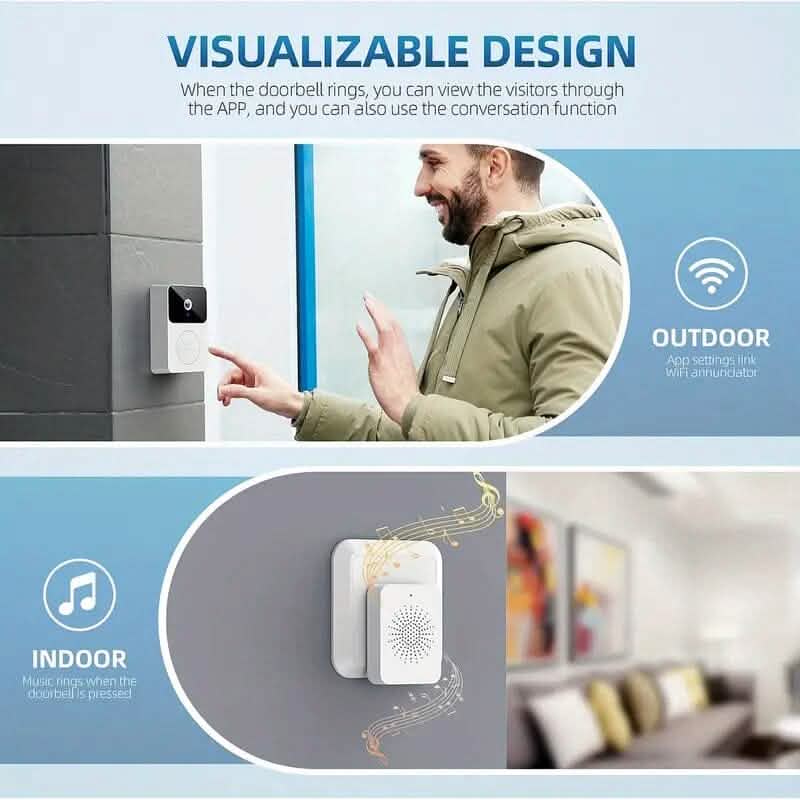 Wireless Smart Video Doorbell Camera with Night Vision and Motion Alerts - A-1 Thread Vault
