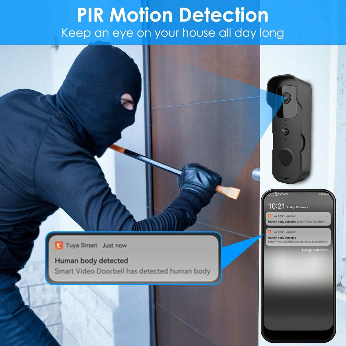 Wireless Smart WIFI Video Doorbell Two Way Audio - A-1 Thread Vault