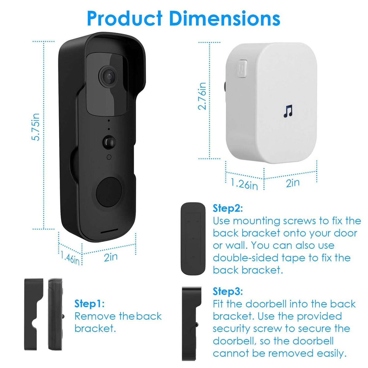 Wireless Smart WIFI Video Doorbell Two Way Audio - A-1 Thread Vault