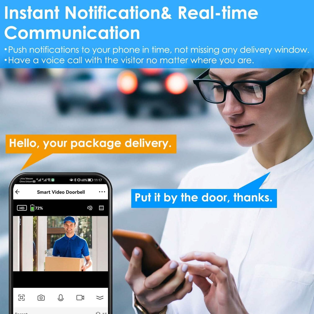 Wireless Smart WIFI Video Doorbell Two Way Audio - A-1 Thread Vault