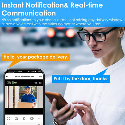 Wireless Smart WIFI Video Doorbell Two Way Audio - A-1 Thread Vault