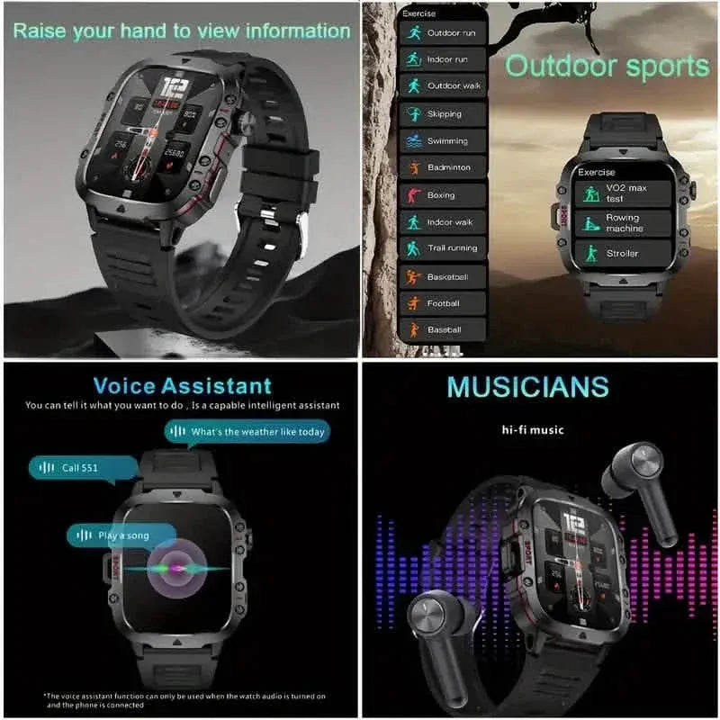 Wireless Talk Fitness AI Voice Outdoor 100+ Sports Mode Outdoor Smart Watch - A-1 Thread Vault