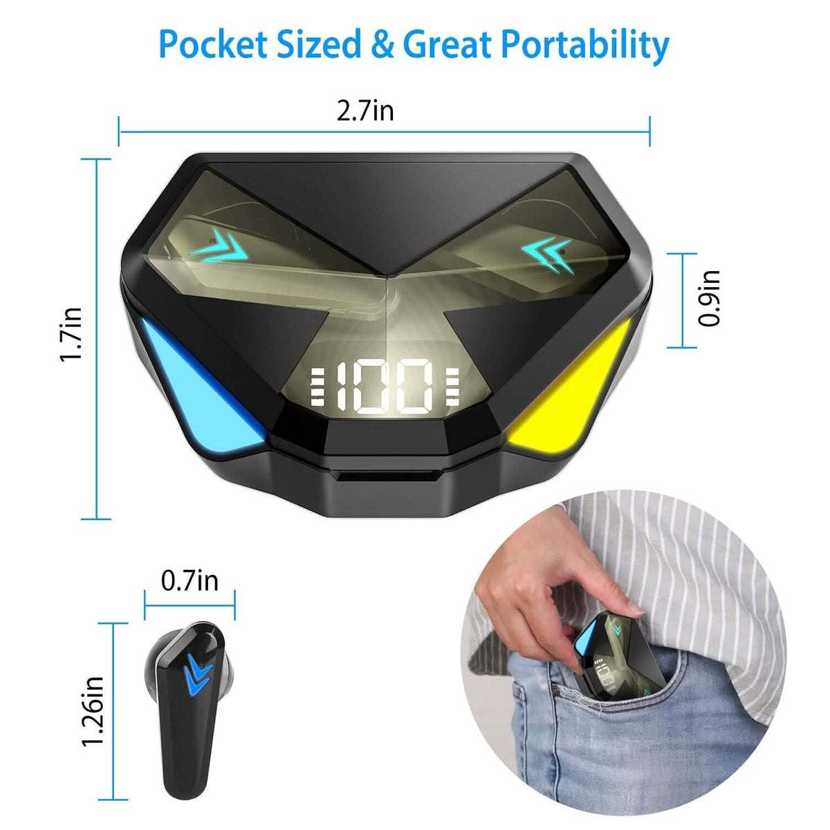 Wireless TWS 5.0 In-Ear Headphone Headset with Charging Case Low Latency Game Mode - A-1 Thread Vault