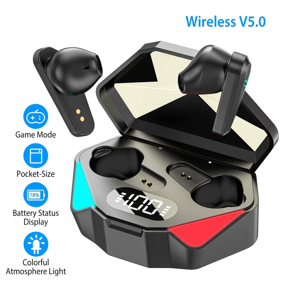 Wireless TWS 5.0 In-Ear Headphone Headset with Charging Case Low Latency Game Mode - A-1 Thread Vault