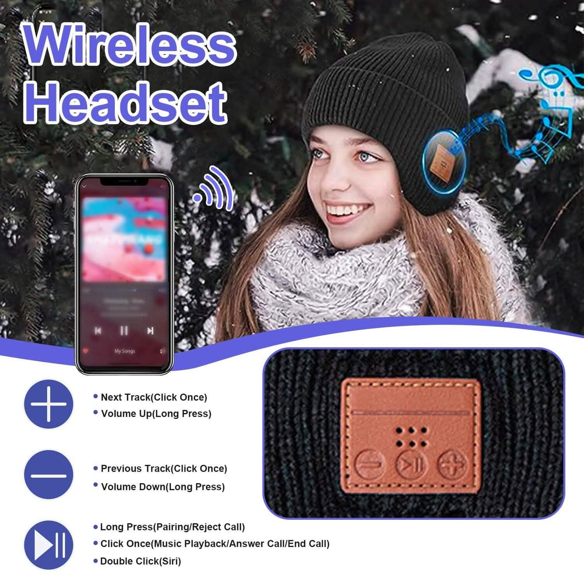 Wireless V5.0 Beanie Hat with Headphones USB Rechargeable - A-1 Thread Vault