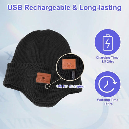 Wireless V5.0 Beanie Hat with Headphones USB Rechargeable - A-1 Thread Vault