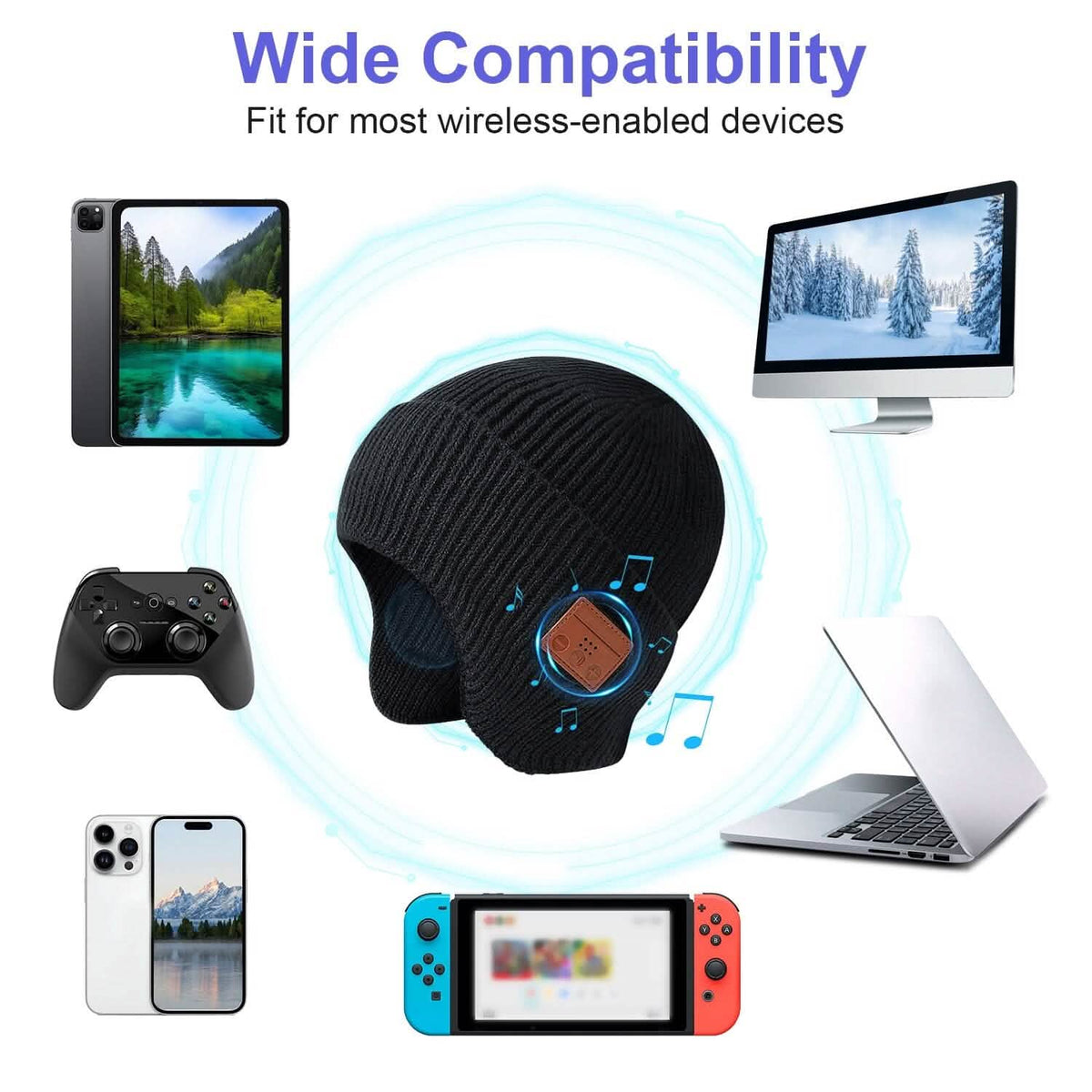 Wireless V5.0 Beanie Hat with Headphones USB Rechargeable - A-1 Thread Vault