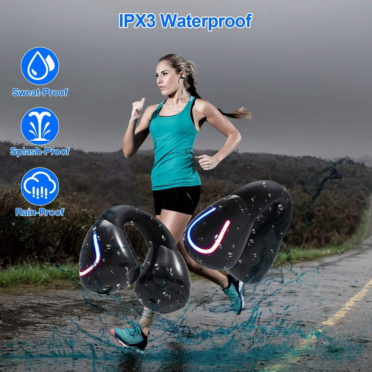 Wireless v5.3 Earbuds Clip-on Open TWS Earphones with Built-in Mic LED Charging Display Case - A-1 Thread Vault